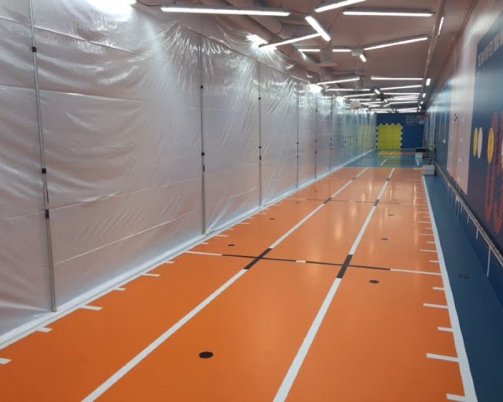 Stofwand KNVB met telescoopstangen